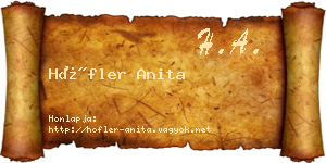 Höfler Anita névjegykártya